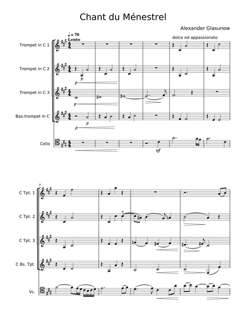 Chant du ménestrel, Op.71 - Aleksandr Glazunov