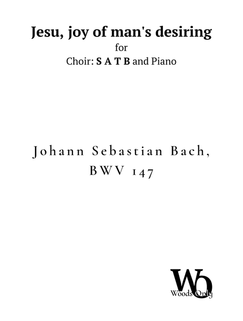 Jesu, joy of man's desiring by Bach for Choir SATB and Piano (Arr. Ander) (Choral, SATB)