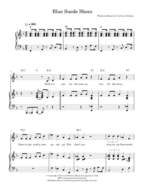 Blue suede shoes - Elvis Presley (Piano-Vocal-Guitar (Piano Accompaniment))