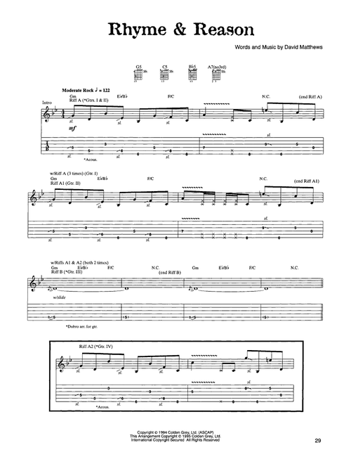 Rhyme & Reason - Dave Matthews Band (Guitar Tab)