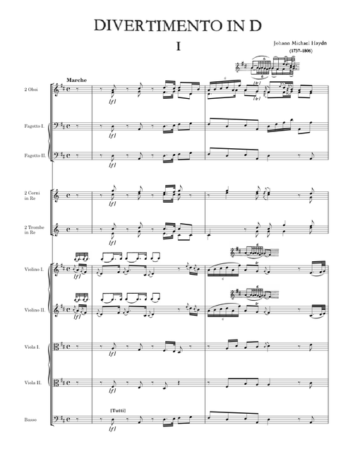 Johann Michael Haydn — Divertimento in D, MH. 68 – I. Marcia (1764)