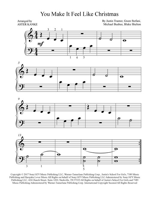 You Make It Feel Like Christmas (Arr. Aster Kanke) - Gwen Stefani Featuring Blake Shelton (Easy Piano)