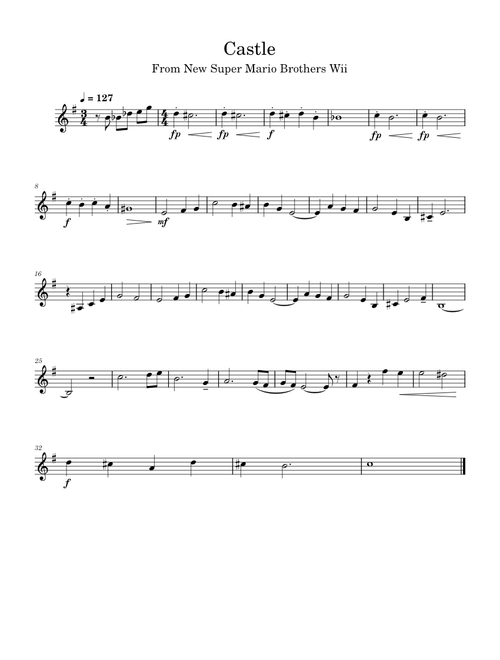 New Super Mario Bros (Wii) - Castle – Shiho Fujii Castle | New Super Mario Bros. Wii | Alto Saxophone