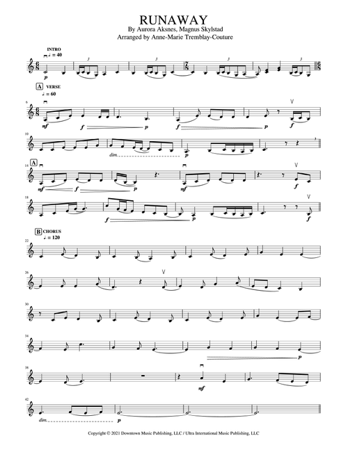 Runaway (Arr. Anne-Marie Tremblay-Couture) - Aurora (Violin Solo)