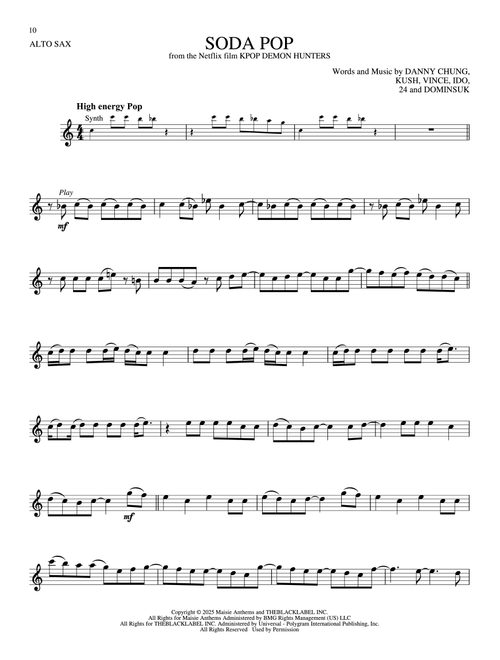 Soda Pop (from KPop Demon Hunters) - Saja Boys (Alto Sax Solo)
