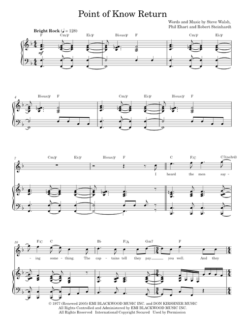 Point of know return - Kansas (Piano Vocal)
