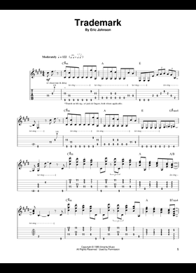 Free Trademark by Eric Johnson sheet music | Download PDF or