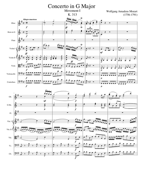 Flute Concerto In G Major Movement I Mozart