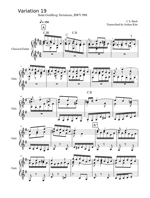 Goldberg Variations for Solo Guitar, Variation 19