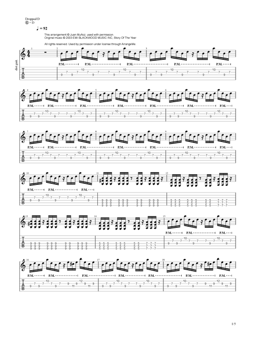 Until The Day I Die (Arr. JUAN MUÑOZ, jpguitarcol) - Story Of The Year (Guitar Tab)