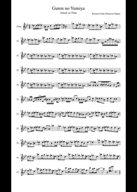 Guren No Yumiya- Attack on Titan OP 1 Sheet Music for Flute (Solo