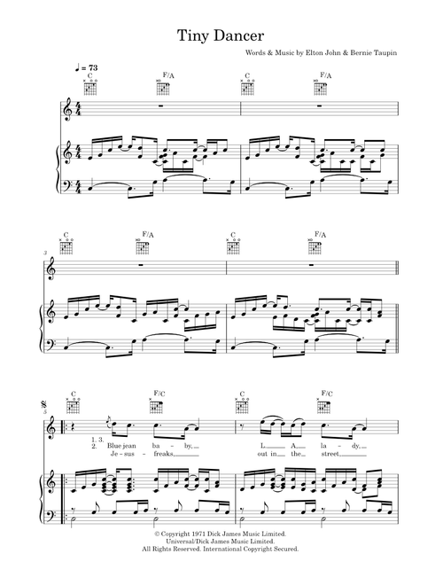 Tiny dancer - Elton John (Piano-Vocal-Guitar (Piano Accompaniment))
