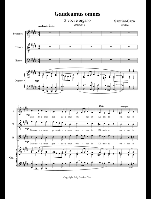 Gaudeamus omnes - Sacred motet for Choir STB and organ - Santino Cara (Choral, 3-Part Mixed)