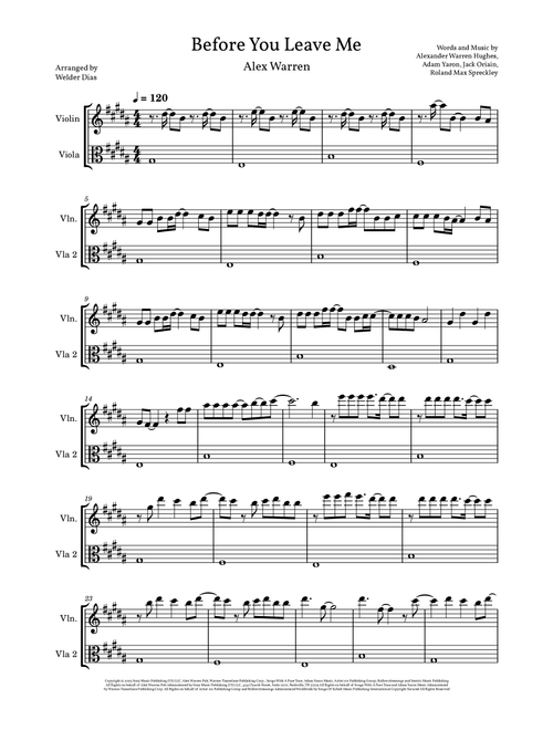 Before You Leave Me (Arr. Welder Dias) - Alex Warren (Instrumental Duet)