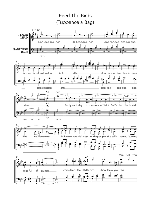 Feed The Birds (tuppence A Bag) (Arr. Luke Stevenson) - Richard M. Sherman, Robert B. Sherman (Barbershop Quartet)