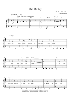 Bill Bailey Sheet Music for Piano (Solo) easy | MuseScore.com