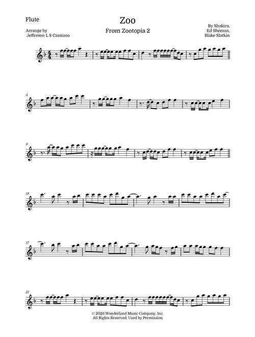 Zoo (Arr. Jefferson LS Cassiano) - Shakira (Flute Solo)