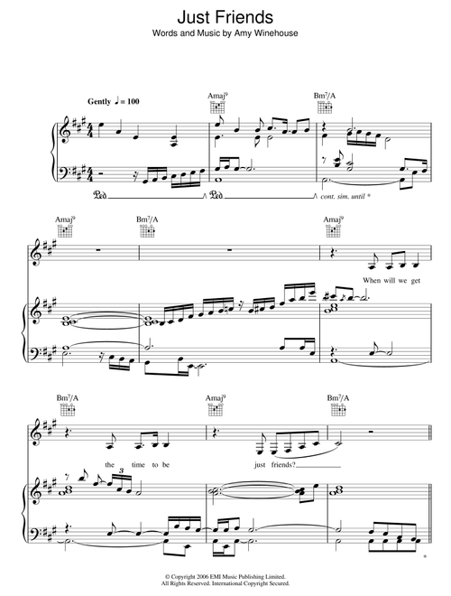 Just Friends - Amy Winehouse (Piano-Vocal-Guitar (Piano Accompaniment))