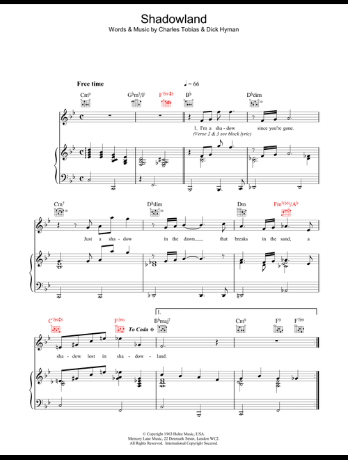 Shadowland - kd lang (Piano-Vocal-Guitar (Piano Accompaniment))