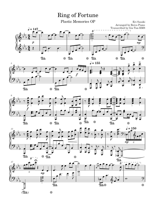 Ring of Fortune – Eri Sasaki [Plastic Memories OP] (Reiva piano cover)
