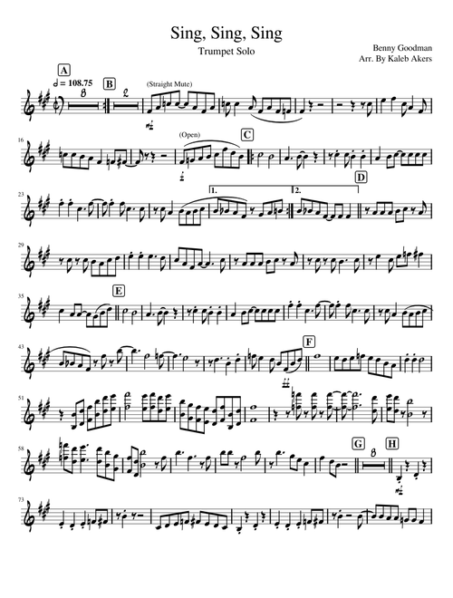 Sing, Sing, Sing (Trumpet Solo Arrangement)