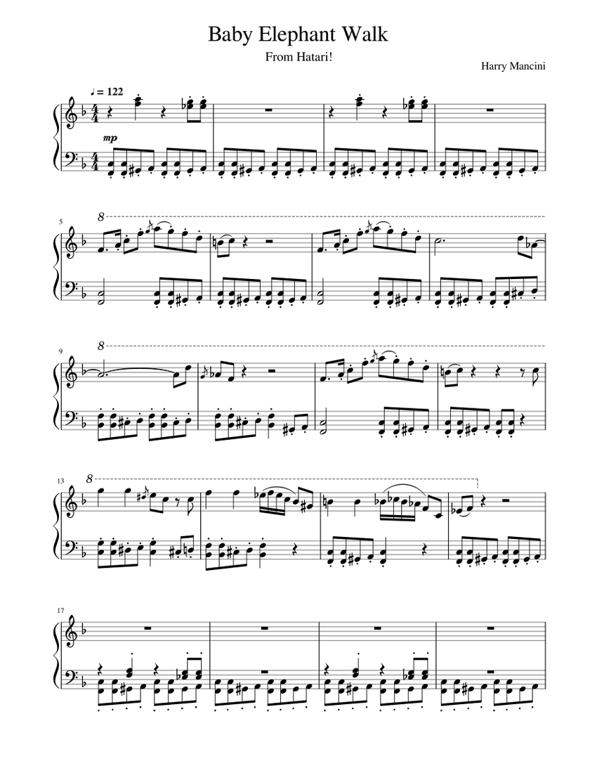 Baby Elephant Walk Sheet music for Piano (Solo) | Musescore.com