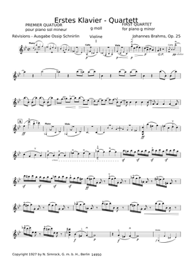 BRAHMS/KLAVIERQUARTETT g m ool Op.25 Free Piano Quartet No.1, Op