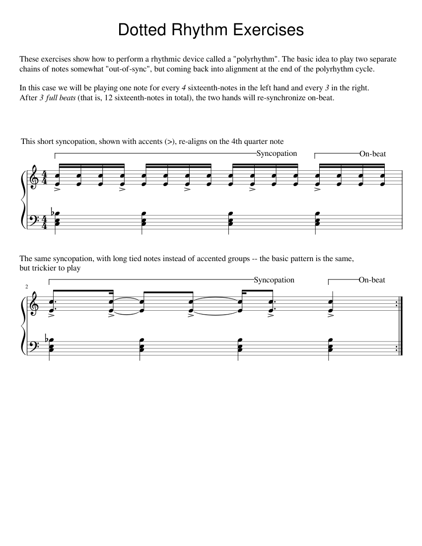 Dotted Rhythm Exercises Piano Tutorial