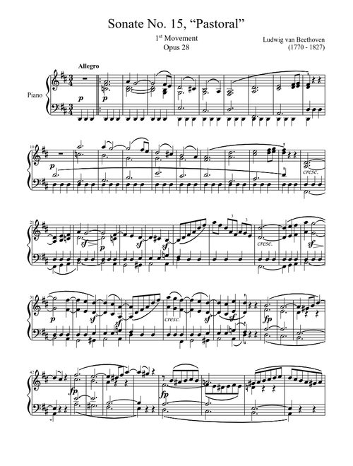 Sonate No. 15, “Pastoral” 1st Movement