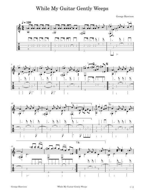 While My Guitar Gently Weeps-George Harrison-TABS