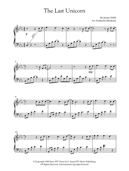 The Last Unicorn (main Theme) (Arr. Katharina Kleidosty) - Jimmy Webb (Harp)