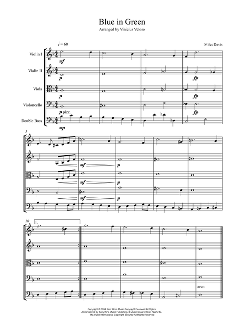 Blue In Green (Arr. Arranged by Vinicius Veloso) - Miles Davis (String Quartet)
