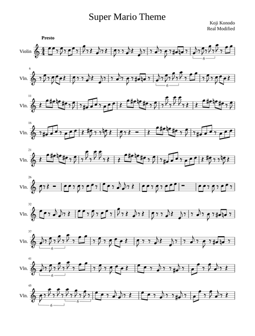 Super Mario Violin Part
