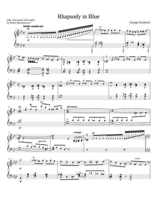 Gershwin Rhapsody in Blue (Piano solo)