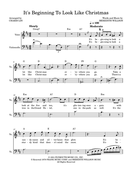 It's Beginning To Look Like Christmas (Arr. Charis Lin) - Michael Buble (Instrumental Duet)