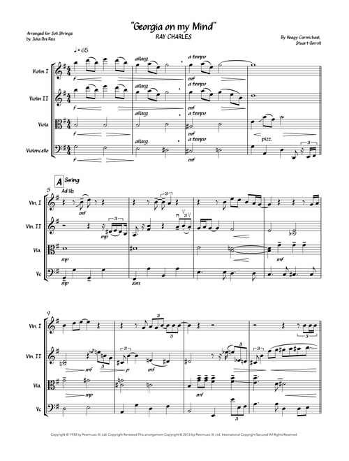 Georgia On My Mind (Arr. Julia Dos Reis) - Ray Charles (String Quartet)