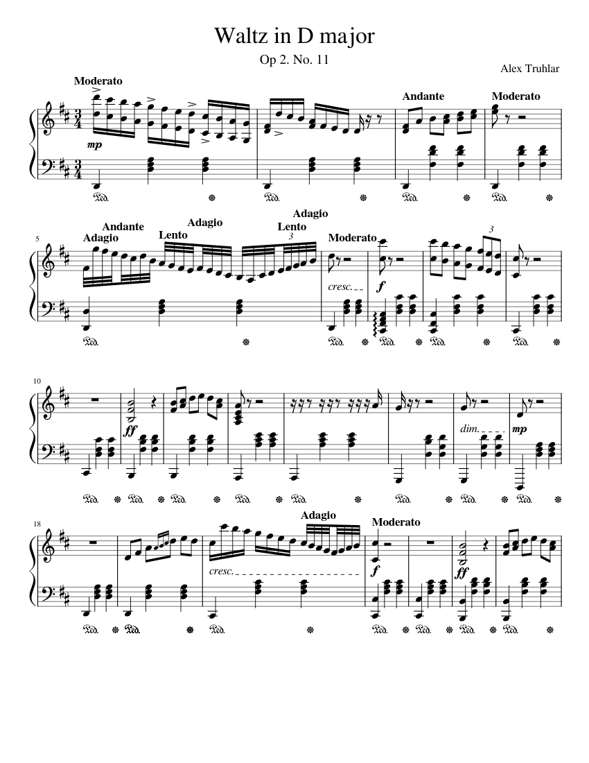 Waltz in D major -Alex Truhlar Sheet music for Piano (Solo) | Musescore.com