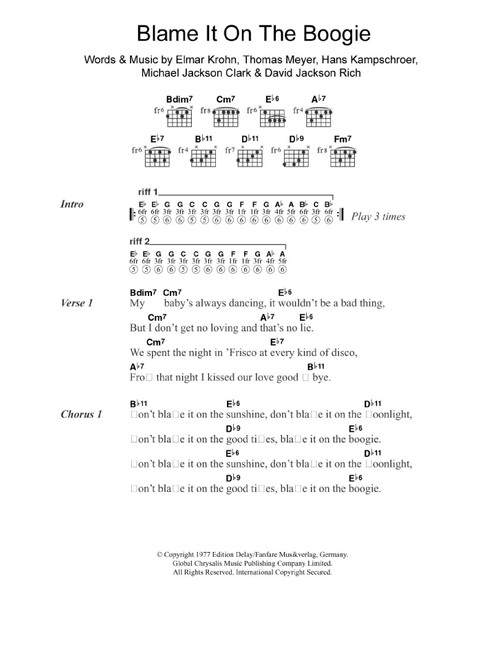 Blame It On The Boogie - The Jackson 5 (Guitar Chords-Lyrics)