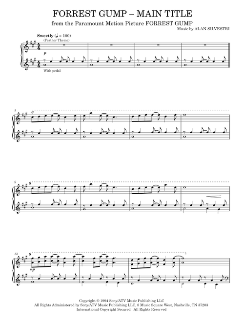 Forrest Gump - Main Title (Feather Theme) - Alan Silvestri, Forrest Gump Movie (Piano Solo)