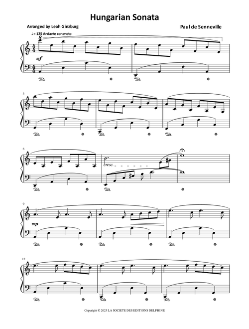 Hungarian Sonata (Arr. Leah Ginzburg) - Clayderman Richard (Piano Solo)