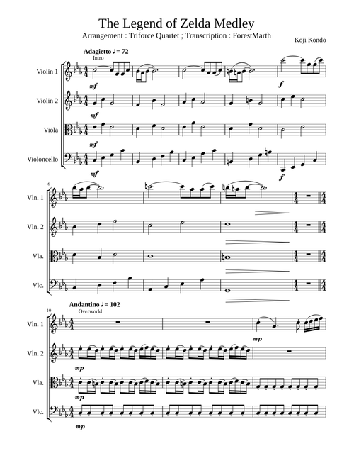 The Legend of Zelda Medley - Triforce Quartet (transcription)