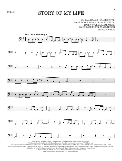 Story Of My Life - One Direction (Cello Solo)