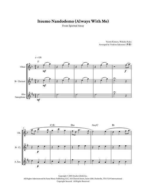 Itsumo Nandodemo (Always With Me) (Arr. Tsukina Sakurano (桜野 月奈)) - Youmi Kimura (Woodwind Ensemble)