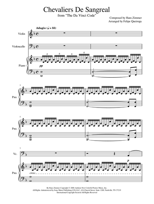 Chevalier De Sangreal (Arr. Felipe Queiroga) - Hans Zimmer (Instrumental Duet and Piano)