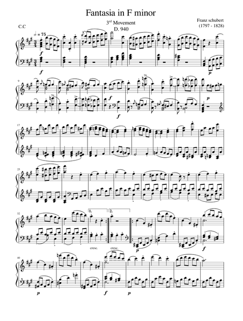 Fantasie in F minor, D.940 3rd Movement – Franz Schubert