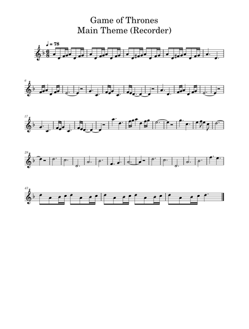 Game Of Thrones Theme – Ramin Djawadi Game Of Thrones Main Theme– Ramin Djawadi (Solo Recorder)