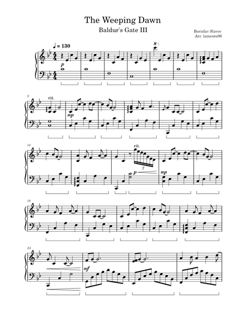 The Weeping Dawn – Baldur's Gate 3 (Piano Solo)