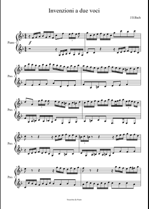 Spartiti Musicali 15 Invenzioni A 2 Voci Per Pianoforte - Esercizi Di Composizione Classica