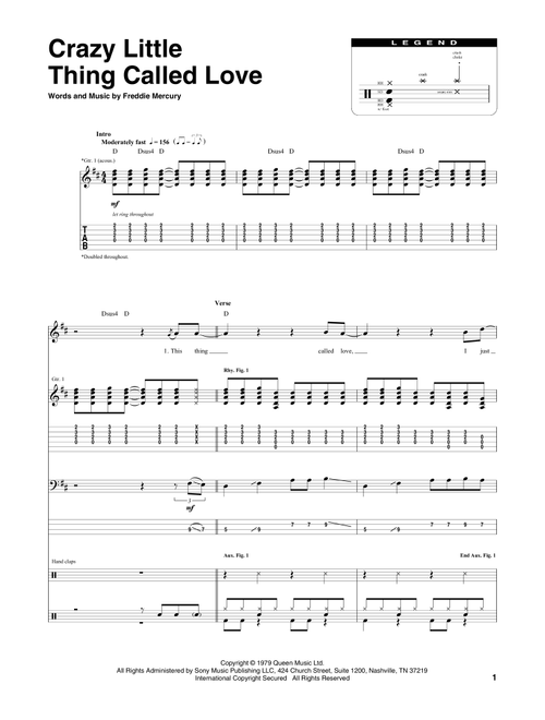 Crazy Little Thing Called Love - Queen (Transcribed Score)