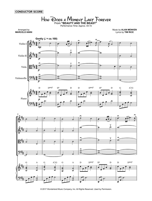 How Does A Moment Last Forever (Arr. Marcelo Ianni) - Tim Rice, Alan Menken (String Quartet)